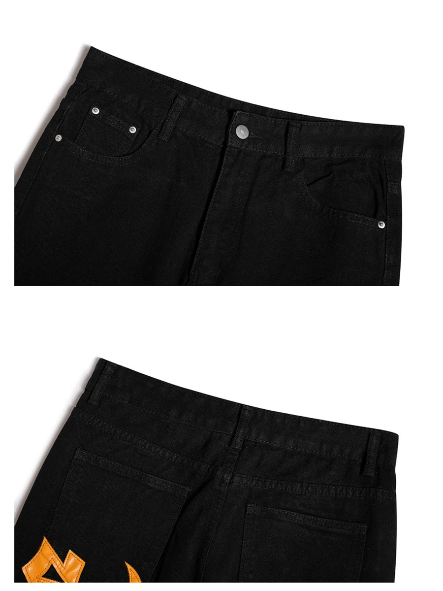 Four Seasons Men's Street Letter Printed Jeans Men's and Women's Vibe Style Y2K Retro Loose Casual Trousers Men's Ins Hot Sale