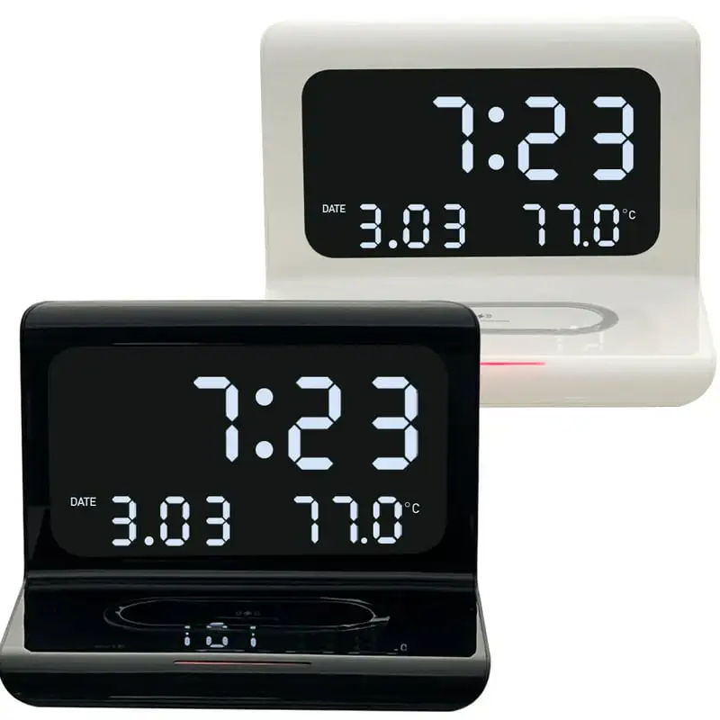 

Alarm Clock with 10W Wireless Charging and LED Display Thermometer - Black