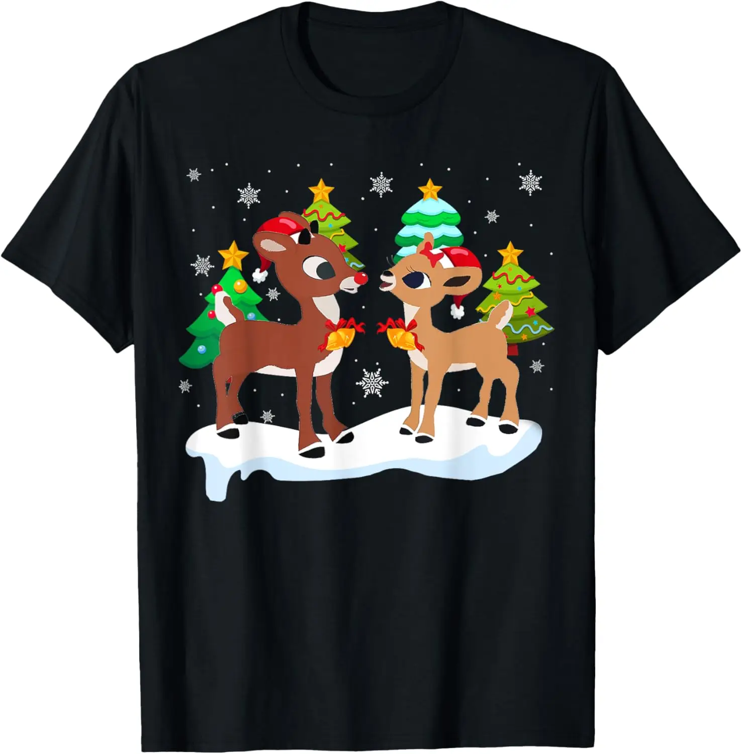 Детская футболка для девочек с красным носом и оленем кларцей в виде