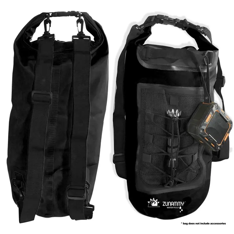 Zunammy 10L Waterproof Dry Bag With Mesh Pocket And Handle - Black