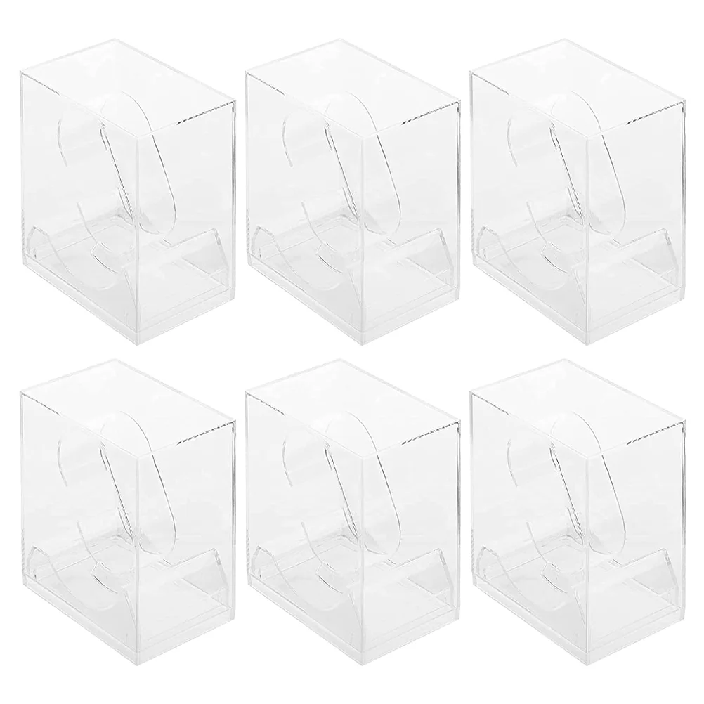 

6Pcs Watch Displays Stands Showcases Transparent Watch Gift Boxes Watch Display Rack Bangle Bracelet Holder Jewelry Organizer