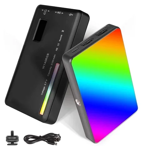 LUXCEO W140 RGB фонарь для фотосъемки, 0-360 °, полный цвет, от 2500 до 9000K, 8 Вт, 3100 мАч