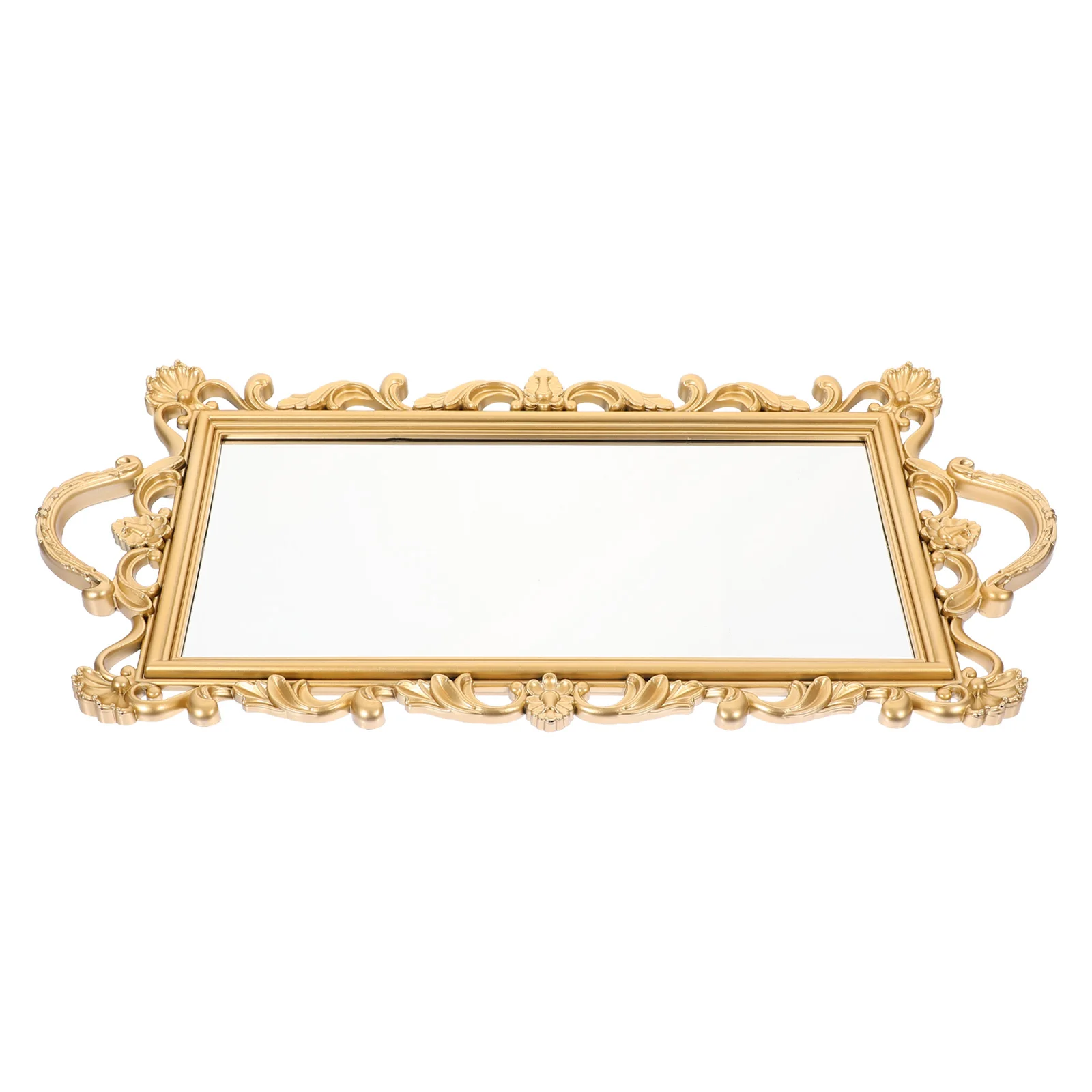 

Tray Mirror Jewelry Vanity Organizer Serving Dresser Display Plate Glass Decorative Mirrored Antiquestorage Catchall Desktop