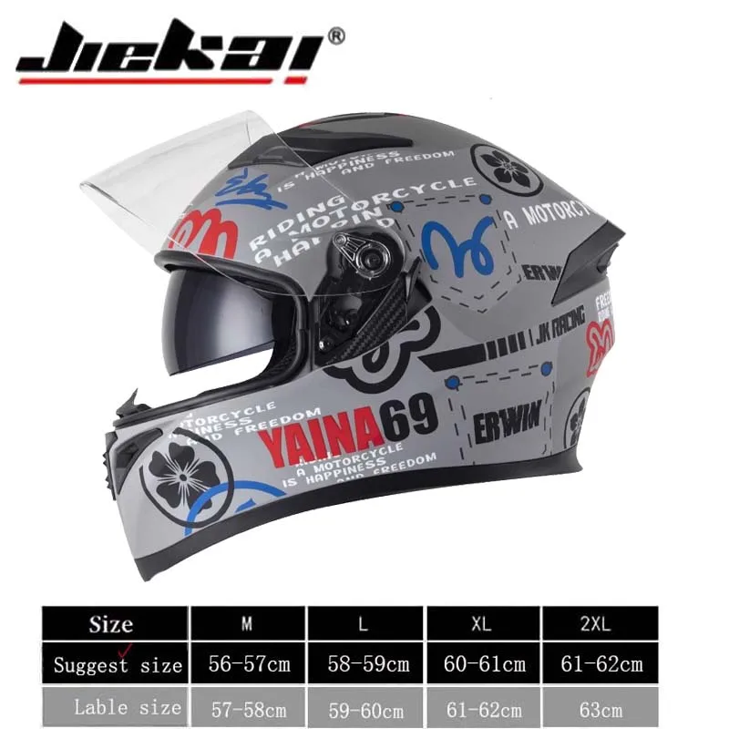 JIEKAI зимний мужской мотоциклетный шлем с двойными линзами аксессуары для