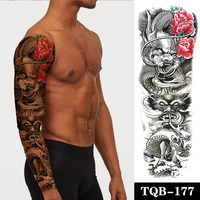 waterproof temporary tattoo sticker dragon king rose wave pattern band fake tatoo personality flash full arm tatto for men women