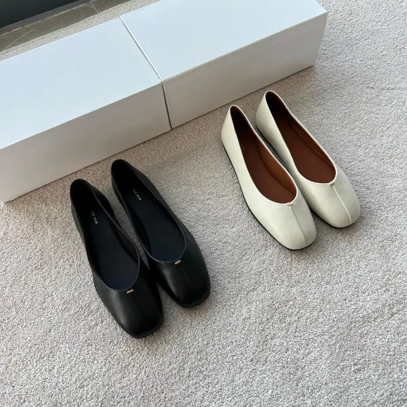 The Women Flat Shoes Row New Soft Sheepskin Ballet Flat Shoes Women's Round Toe Casual Shallow Mount Single Shoes