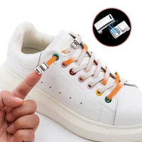 1 pair metal lock magnetic shoe laces elastic gradient color lazy shoelace flat used for sneakers no tie shoelaces 100cm