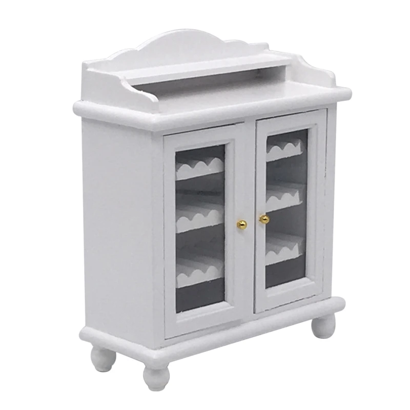 

1/12 Dollhouse Miniatures Living Room Furniture Wooden Wine Cabinet Pretend Play Simulation Furniture Toys