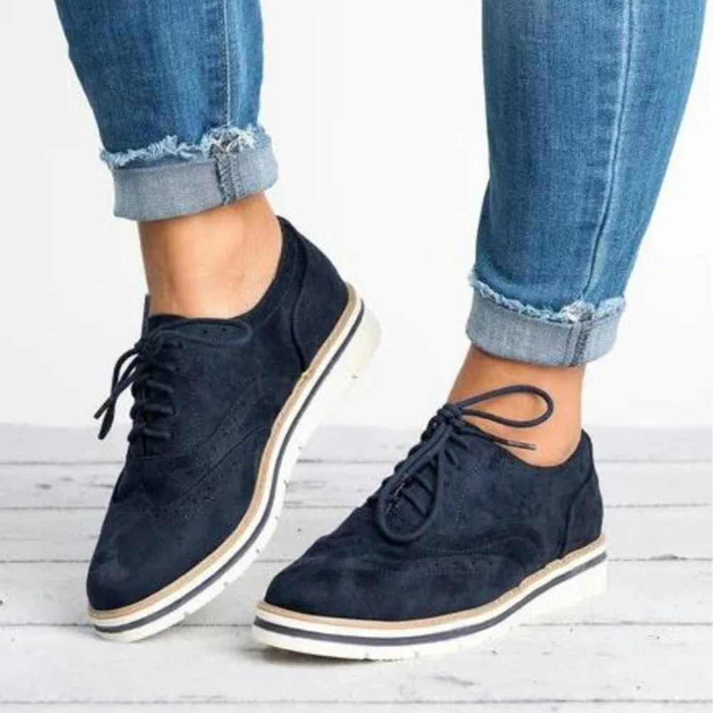 

Women Flat Hollow Platform Shoes Oxfords British Style Ladies Creepers Brogue Shoe For Female Lace Up Footwear Plus Size 35-43