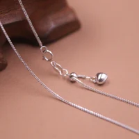 Pure 18K White Gold Necklace 0.7mmW Wheat Chain Foxtail Adjustable Necklace 45cm 1.2-1.5g