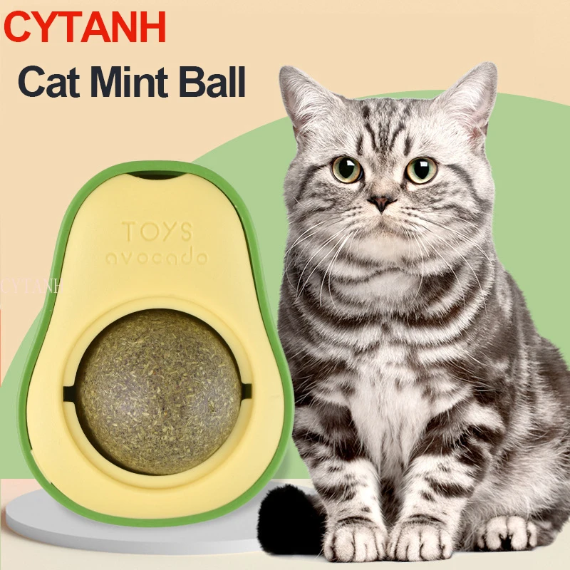 

1Pcs Avocado Catnip Ball Rotatable Pet Toy Mint Ball Wall Stickup Cat Snacks for Kitten Cat Cartoon Pet Teeth Cleaning Supplies