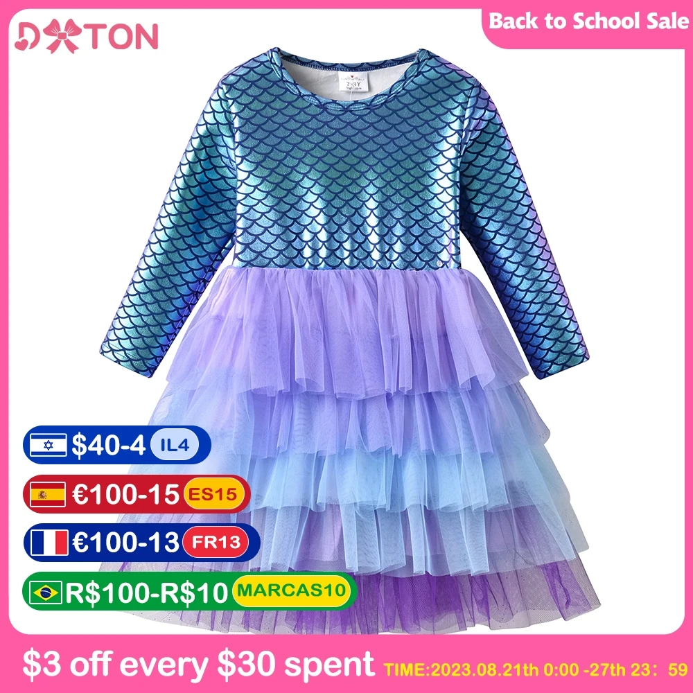 

DXTON Kids Dresses for Girls Autumn Winter Thick Dress Girl Wedding Birthday Party Layered Tutu Dress Children Princess Dresses