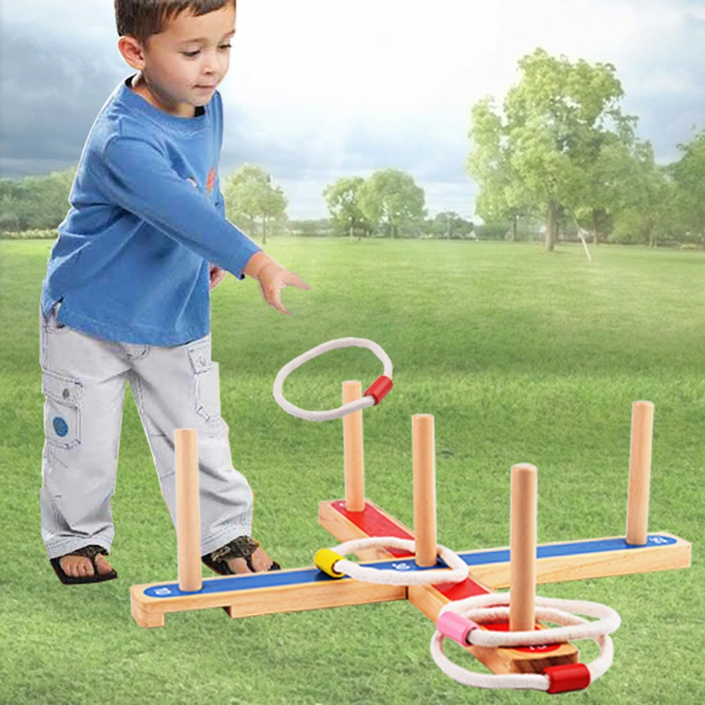 

Wooden Environmental Ring Games Throwing Games Wooden Children Outdoor Educational Parent-Child Interactive Toys