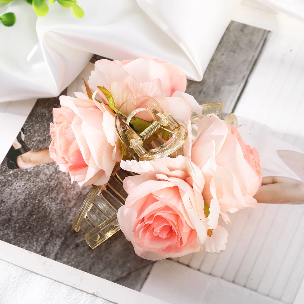 Женская заколка для волос AWAYTR элегантный тканевый зажим с розами аксессуары -