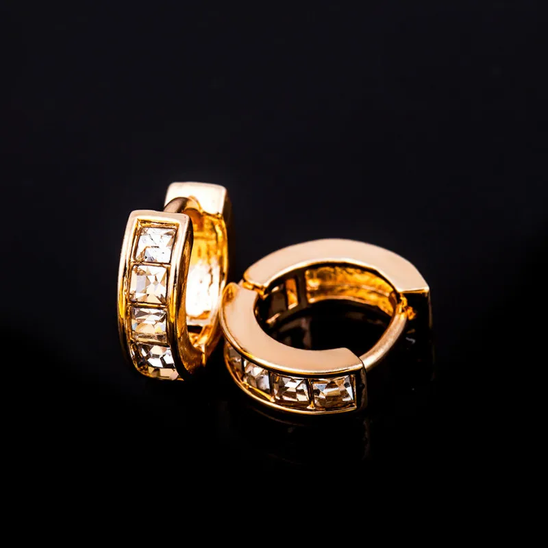 

Women Elegant Inlaid Zircon Round Hollow Hoop Earrings Creative Ear Jewelry