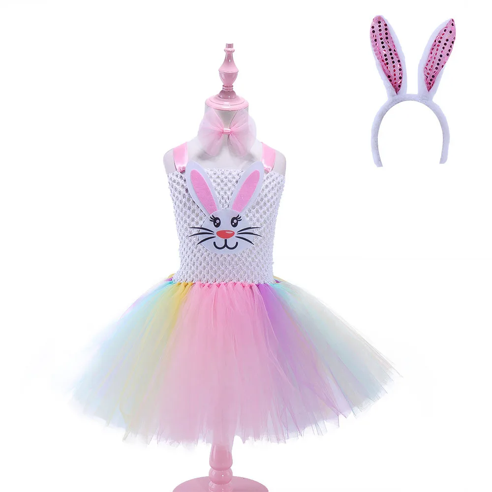 

Colorful Bunny Costume for Girls Easter Outfit Birthday Baby Tutu Dress Princess Tulle Dress Frocks Fancy Rabbit Cosplay Dresses