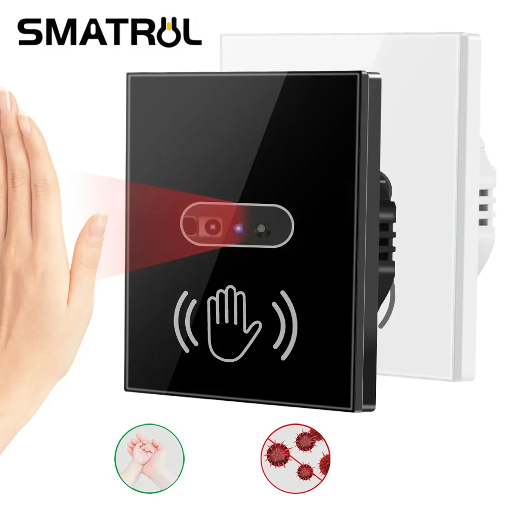 

NEW Wall Smart Light Infrare IR Sensor No Need Touch EU UK 220V 110V Glass Screen Panel Electrical Power On Off Lamp