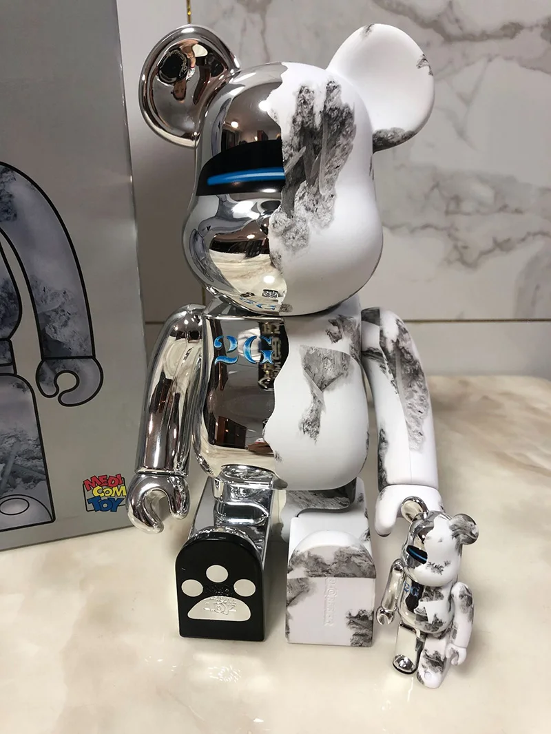 Bearbrick 2G Chrome 400% PVC Action Figures Blocks Bear Doll Decoration Models Toys Christmas Gifts |