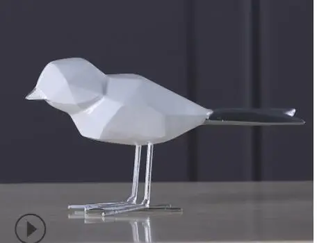 

Nordic Technology silver gray geometric tail resin bird direct deal Creative resin crafts Bird ornaments Home decoration