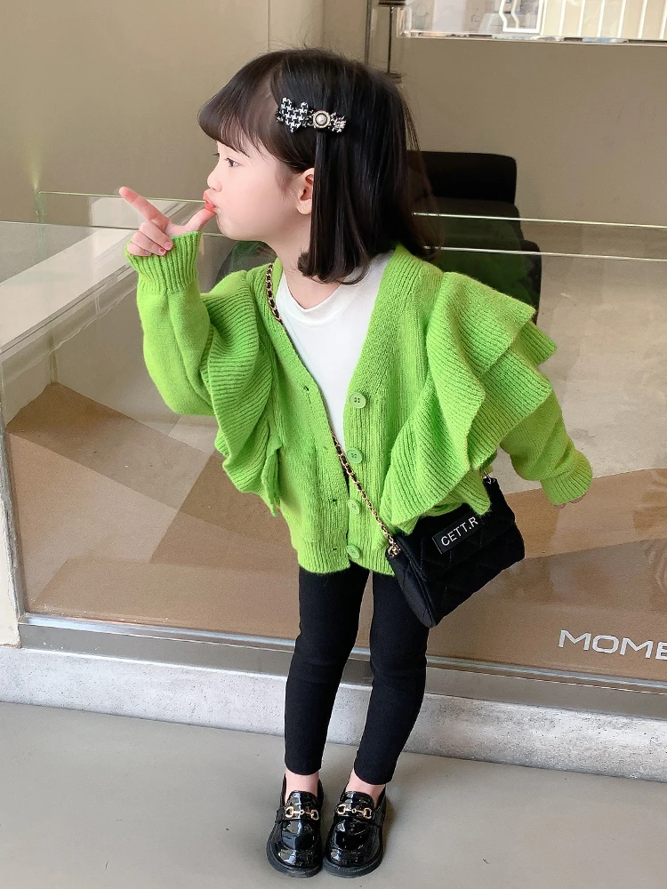

Girl's Knitted Cardigan 2022 New Spring and Autumn Children's Trendy Coat Little Kids' Sweater Korean Baby Girl Spring Clothes