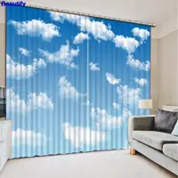 Beautify Blue sky and white clouds Curtains Kitchen Bedroom Window Curtains Imitation Decoration Modern 3D Curtain