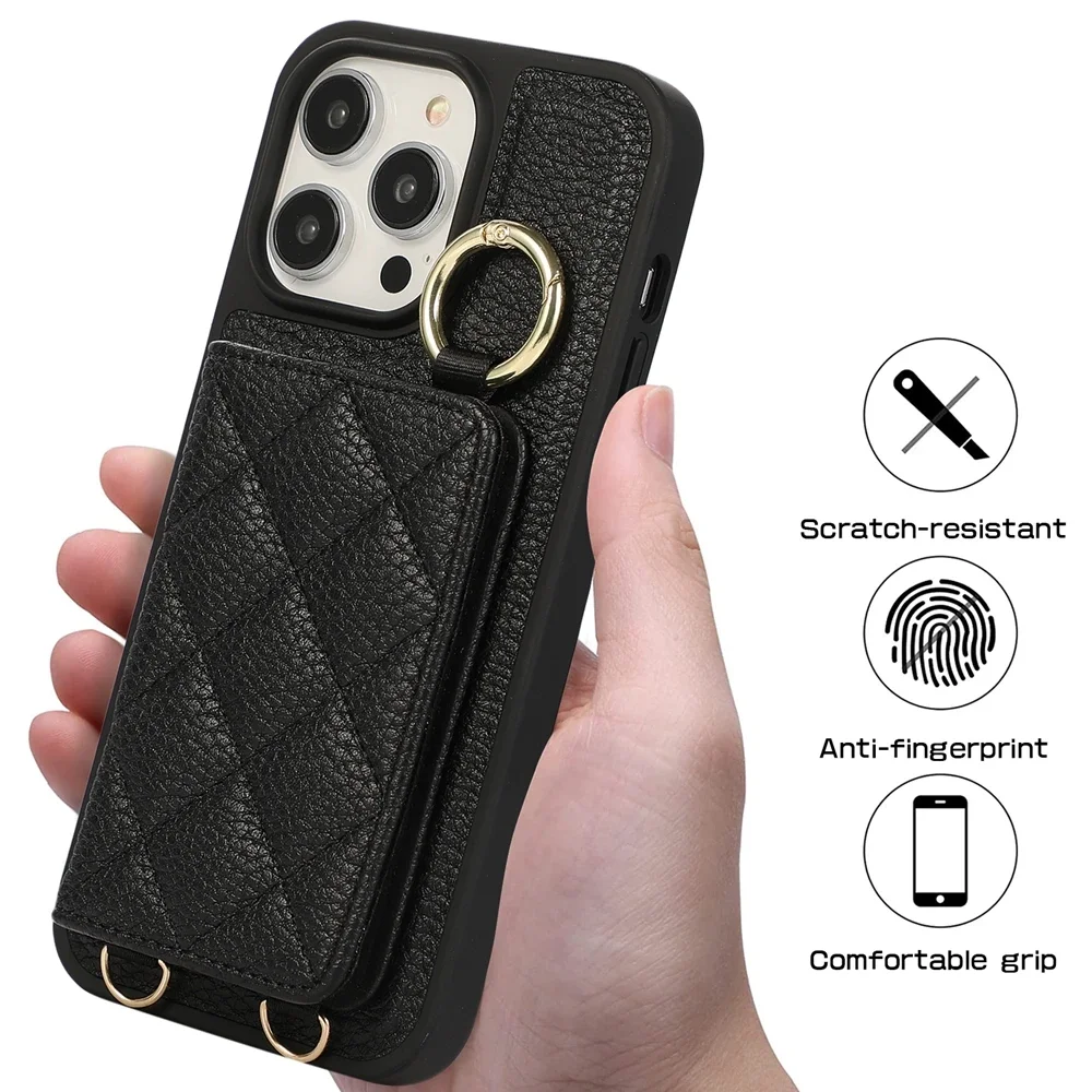 Кожаный чехол-кошелек для телефона Iphone 16 15 14 Plus 13 12 11 Pro Max зеркальный держатель