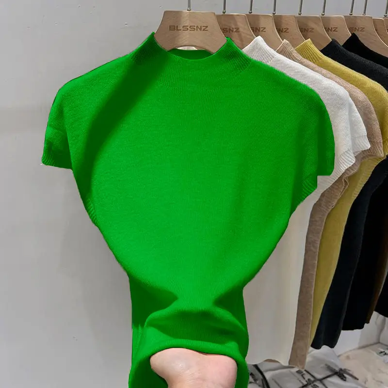 Футболка женская с коротким рукавом повседневная универсальная зеленая рубашка