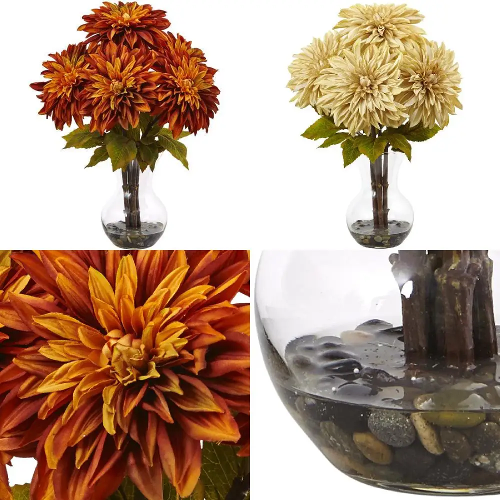 

y and Elegant Creamy, Elegant Silk Arrangement in Glass Vase - Perfect for Home Décor & Gift Giving