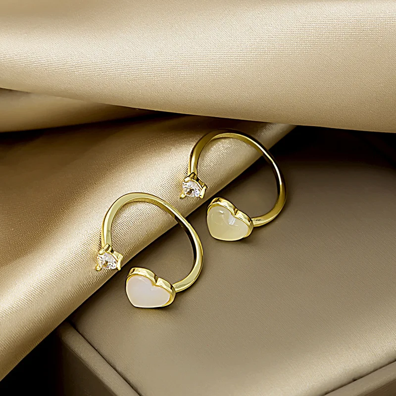 

Женское Персиковое кольцо с опалом, открытые кольца с красным цирконом, корейский стиль, 2022