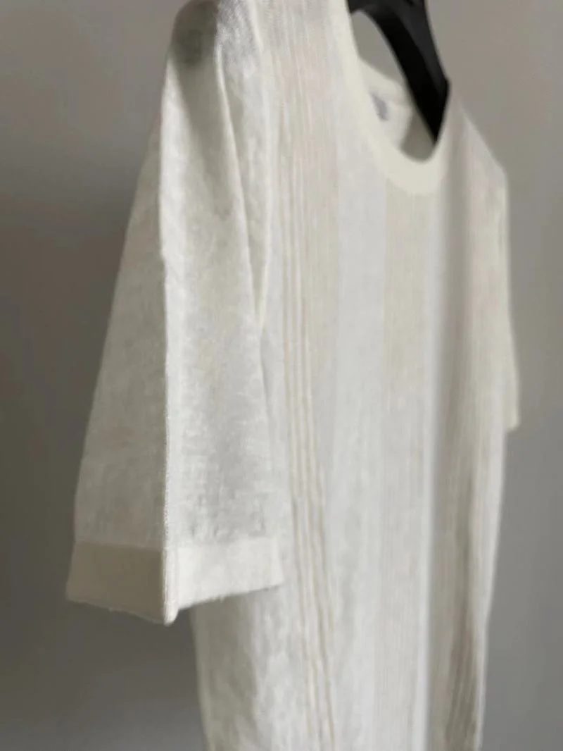 2022 Summer Women Tops New 100% Linen Knitted Round Neck T Shirts