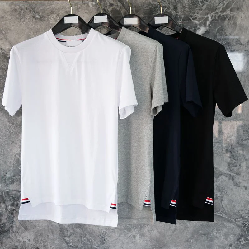 

Fashion Brand TB 2023 THOM T-Shirts Men Women Short Sleeve Casual Clothing Slim Solid Summer O-neck Cotton Tees