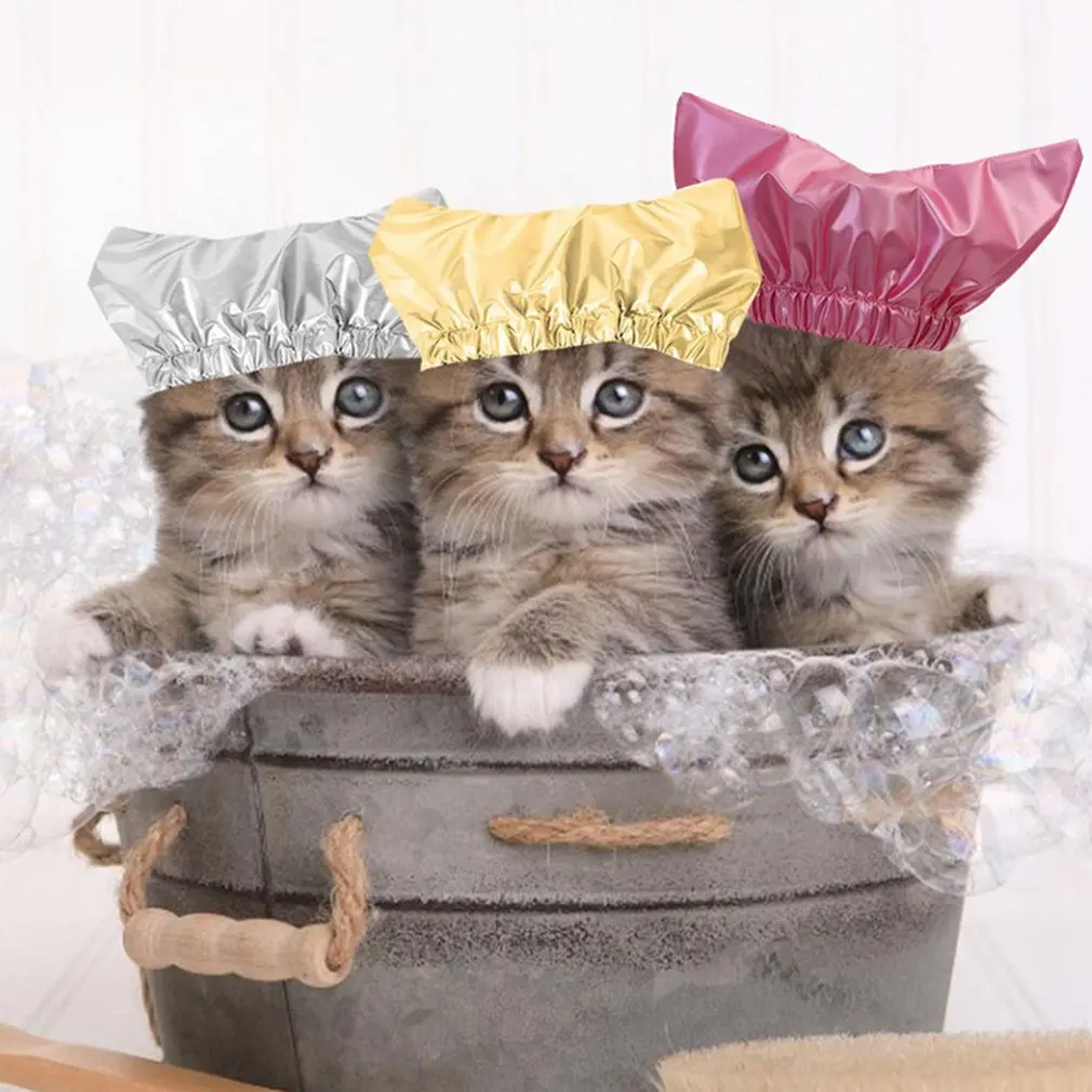 

Водонепроницаемая шапочка для купания кошек, Регулируемая Шапочка для душа с защитой от ушей, товары для ухода за питомцами