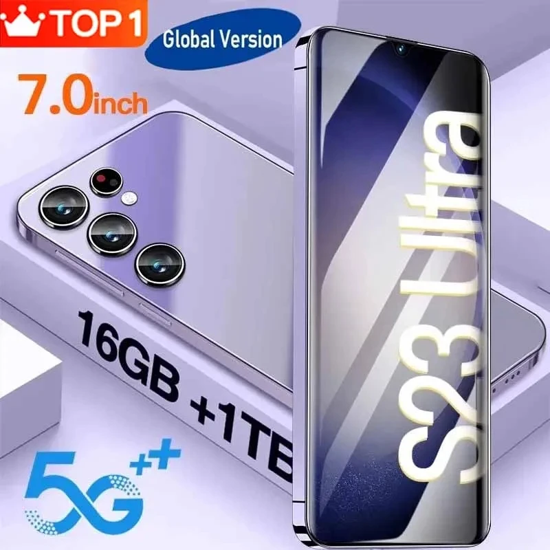 

S23 Ultra 7.0 Inch 16+1TB Smartphone Global Version 5G Mobile Phones 48MP+72MP Fingerprint ID Dual SIM Cell Phone Unlock