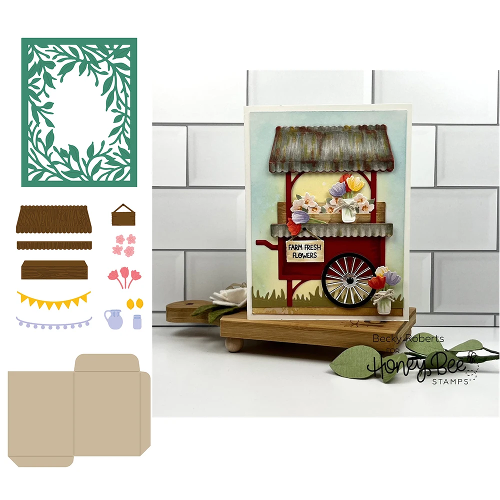 

2022 Secret Garden A2 Coverplate Farm Fresh Market Cart Add on Seed Packet Metal Cutting Dies Diy Gift Card Decorate Craft Molds