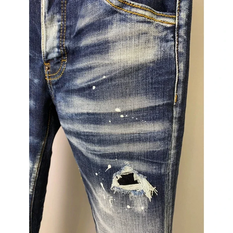 Джинсы мужские прямые в стиле хип-хоп весна 2024