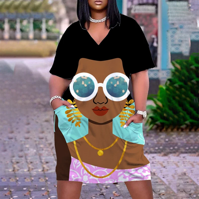 

Летнее Новое модное платье для женщин, красивые платья-футболки с карманами и красивым принтом, 2022, халат большого размера, пляжная одежда, п...