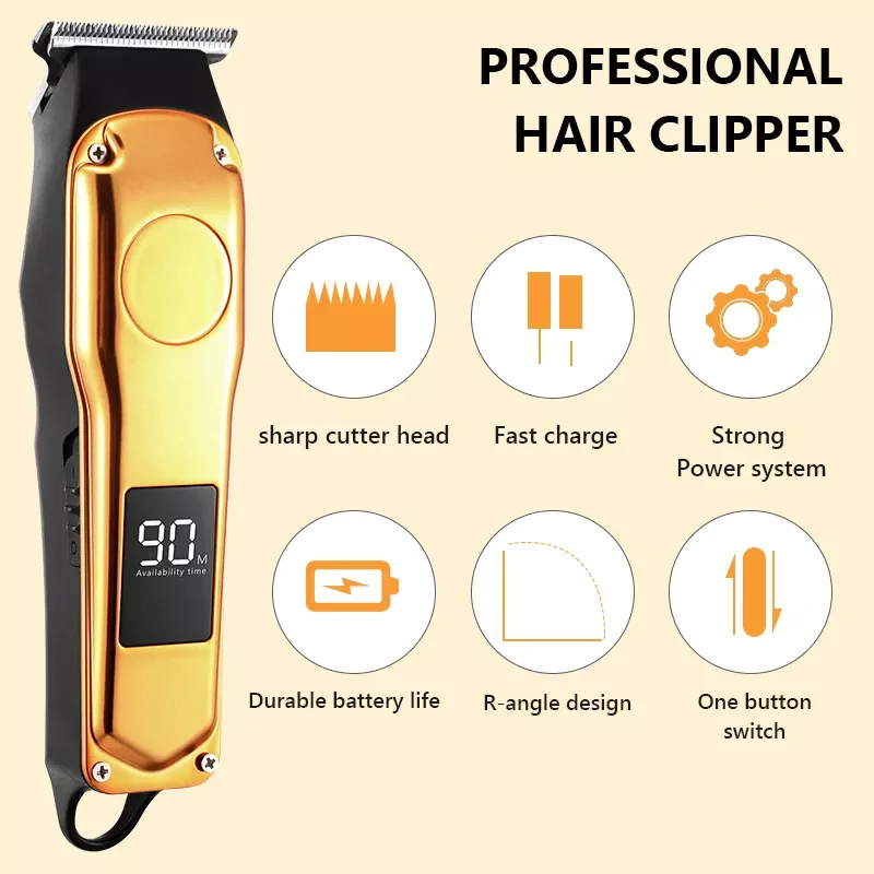 

Professional Barber Hair Clipper Rechargeable Electric Cutting Machine Beard Trimmer Shaver Razor for Men Cutter