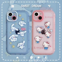 hello kitty cat cinnamoroll dog cute phone cases for iphone 13 12 11 pro max mini xr xs max 8 x 7 frosted soft shell back cover
