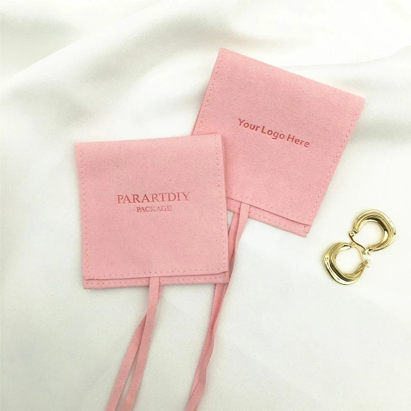 100 pieces of bright pink bulk personalized jewelry packaging bag custom logo envelope bag fashion small envelope bag microfiber