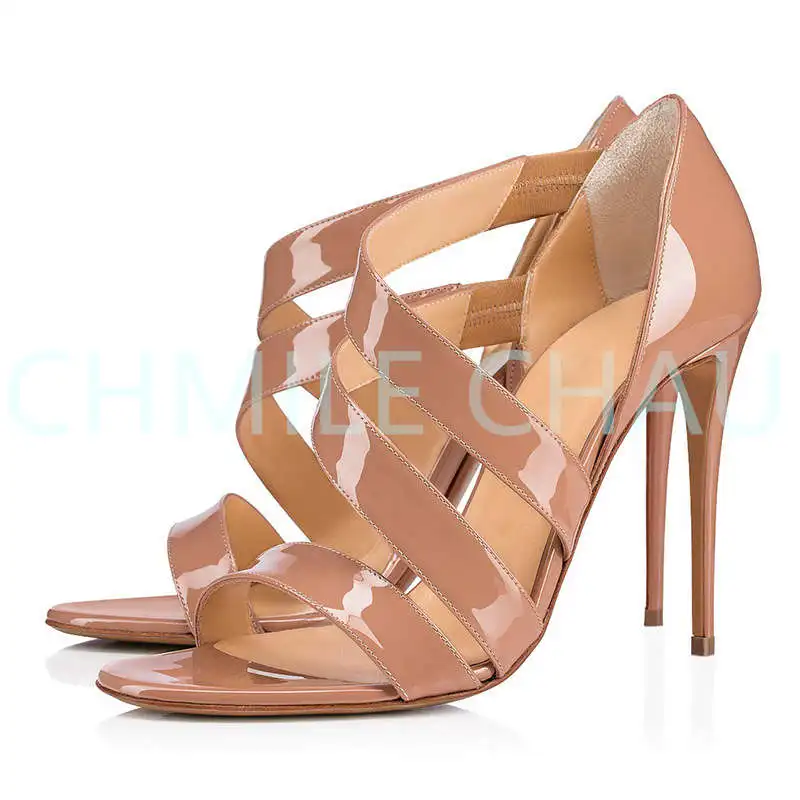 

2023 New in Brand Women Sandal Top Quality Sexy Super-High Heel Black Patent Dress Party Wedding Narrow Band Lady Shoe 60-CHC-31