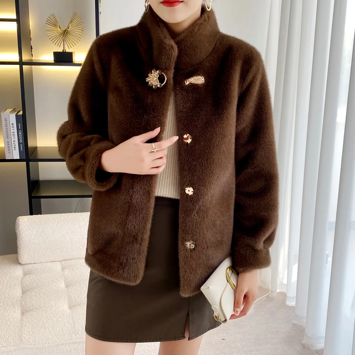 2022 New Winter Faux Fur Coat Famale Clothing High Quality Casual Loose Thick Warm Mink Fur Jacket Women White Black Top Parkas
