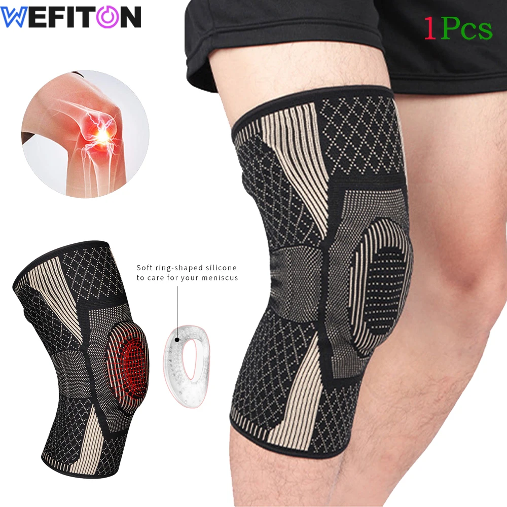 

1Pcs Knee Brace for Joint Pain,Knee Compression Sleeve with Silicone Gel Spring Support,Knee Patella Pad Protector for Knee Pain