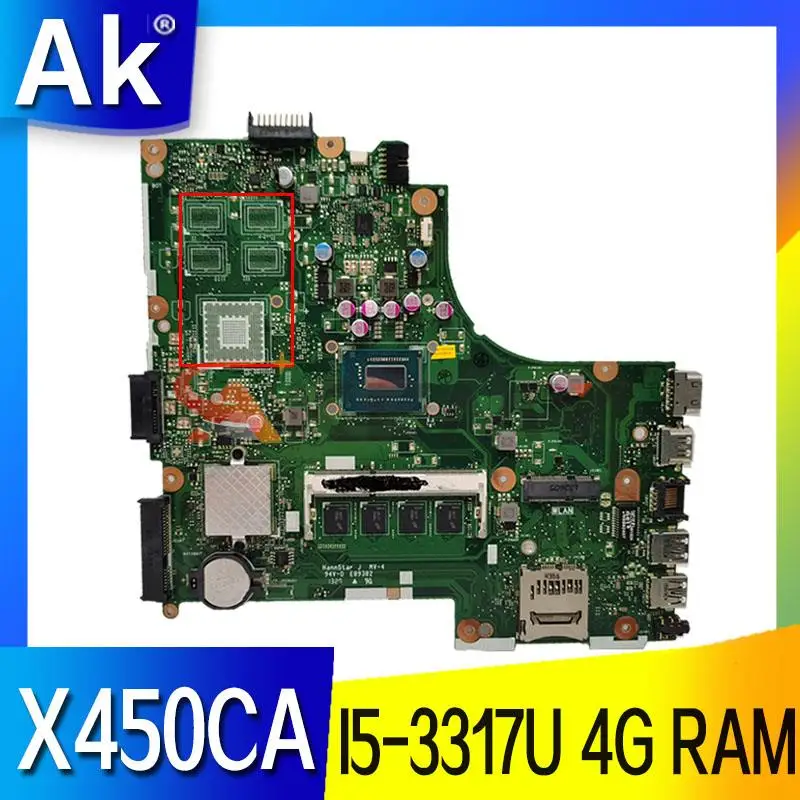 

X450CA Mainboard For ASUS X450CC X450VC A450C X450C X452E X450E Laptop Motherboard I5-3317U CPU 4G RAM original 100% Test