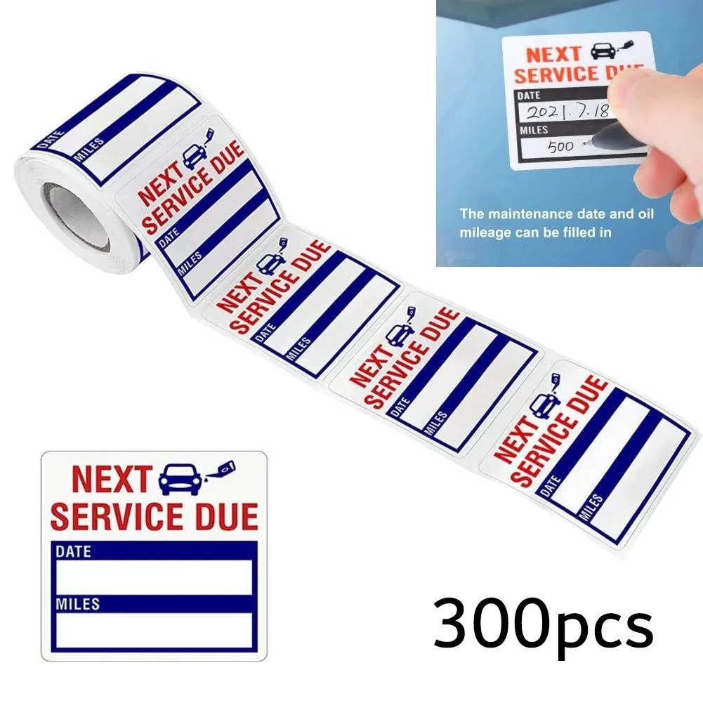 

300pcs Car General Oil Change Service Reminder Sticker 2*2 Inch Car Cleaning Maintenance Oil Change Reminder Sticker