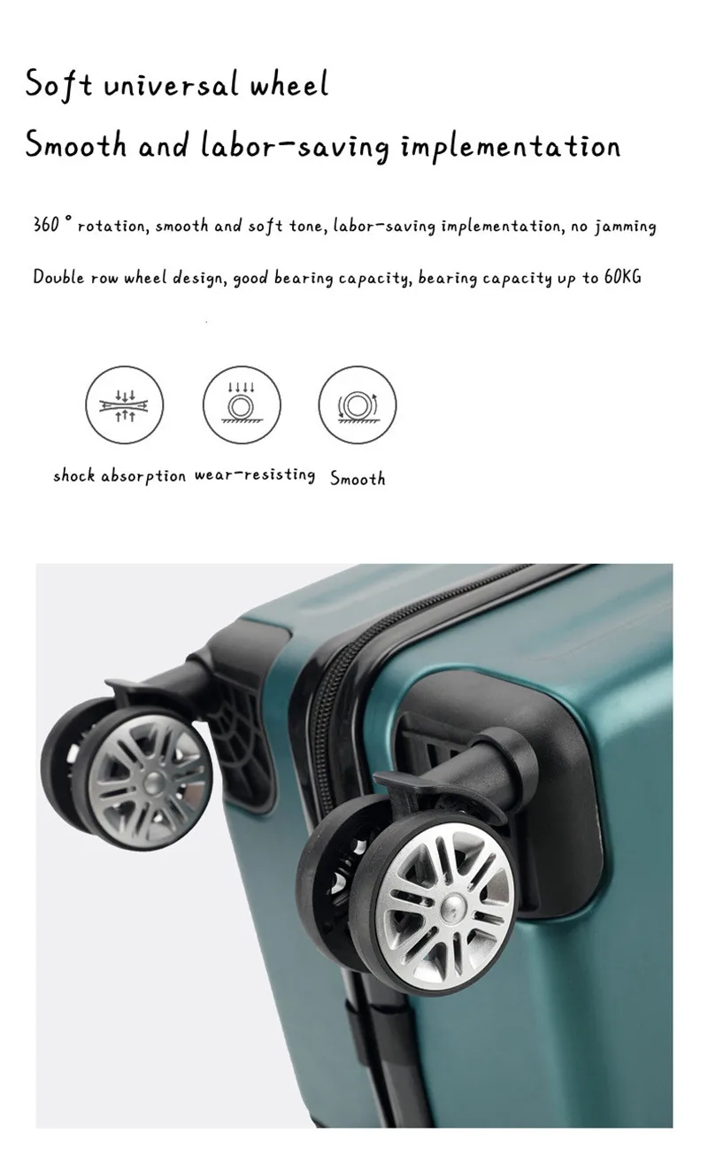 16 In Women's Suitcase Travel Bags Anti-scrat Medium Abs Spinner Whole Transaction Document Bag Rolling Travel Luggage Suitcase
