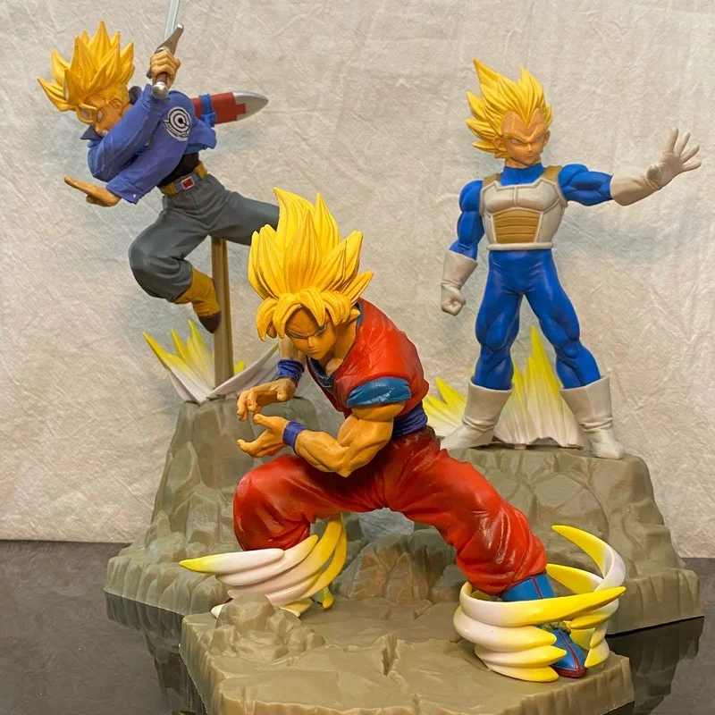 

15cm Anime Dragon Ball Sayajins Fighting Son Goku Vegeta Trunks Figure Figure Table Top Decoration PVC Gift Toys for Children