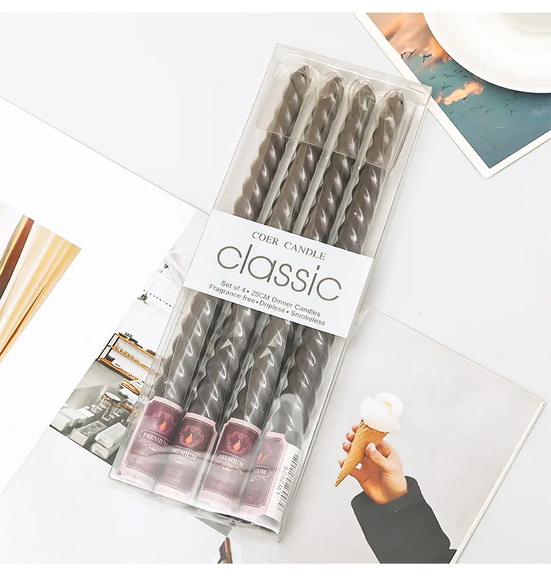 4 шт. разноцветные свечи для подсвечника с резьбой романтические Семейные