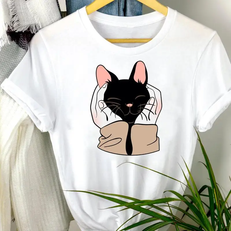 

Women Clothes Funny Cat Animal Cute Cartoon Summer Fashion Short Sleeve Summer Print Tshirt Female Tee Top Graphic T-shirt