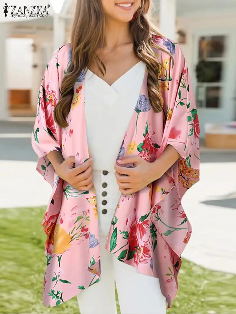 

Комбинезон ZANZEA женский с рукавами летучая мышь, Модный повседневный элегантный кардиган с цветочным принтом в богемном стиле, Свободная бл...