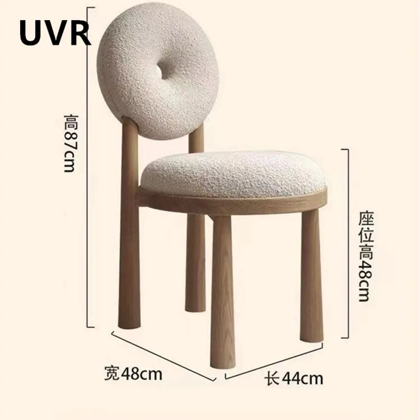 

UVR Dining Chairs New Home Kitchen Reclining Chairs Non-slip Ladies Dressing Stool Comfortable Lamb Wool Restaurant Chairs